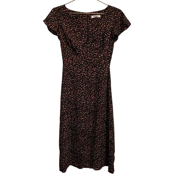 BB DAKOTA Heavy Petals Artsy Confetti Midi Dress In Black Size 0 - Picture 1 of 9
